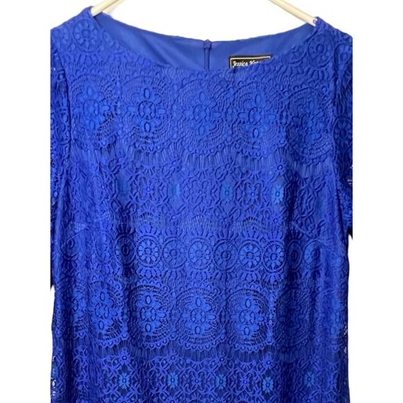 Jessica Howard Dress Womens Size 16 Blue Lace Lined Scallop Hem Back Zip NEW - Picture 4 of 12